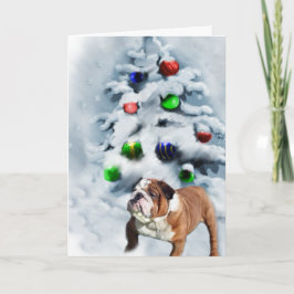 Cartão De Festividades Presentes de Natal para Bulldog Inglês