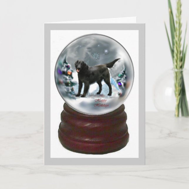 Cartão De Festividades Presentes de Natal para Retriever Revestidos Plano (Frente)