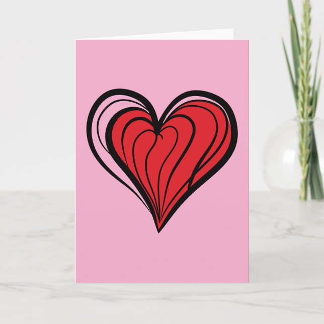 Cartão De Festividades Presentes do Dia dos Namorados - Coração Vermelho  (Frente)