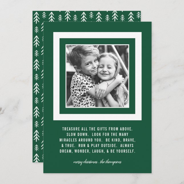 Cartão De Festividades Presentes Tesourados | 5x7 Verde | Foto (Frente/Verso)
