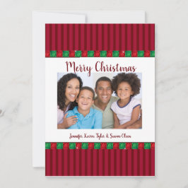 Cartão De Festividades Presentes Vermelhos e Verdes de Natal com Foto e S