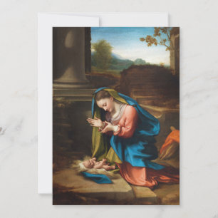 Cartão De Festividades Presépio Cena Religiosa de Maria e Menino Jesus