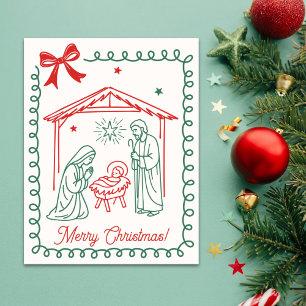 Cartão De Festividades Presépio Cristão Cena Religiosa de Natal