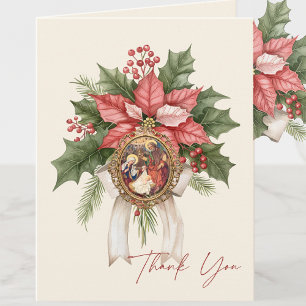 Cartão De Festividades Presépio de Jesus Escrito Religioso Poinsettia