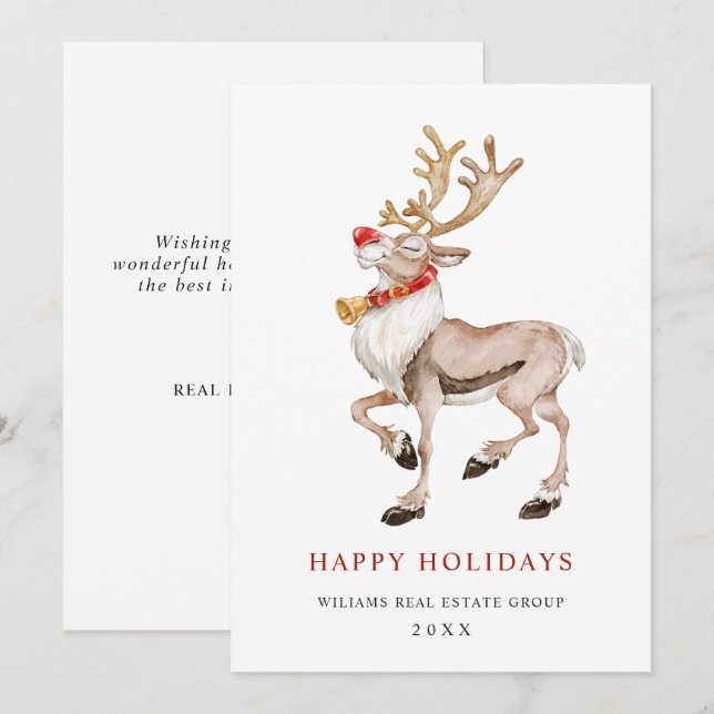 Cartão De Festividades Presépio de Renas Natalino Feliz Natal (Frente/Verso)