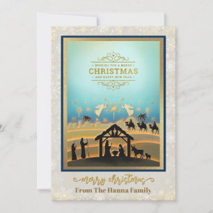 Cartão De Festividades Presépio "Feliz Natal e Ano Novo"