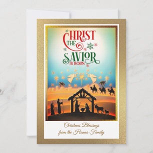 Cartão De Festividades Presépio "Feliz Natal e Ano Novo"