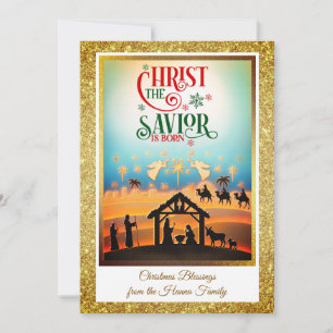 Cartão De Festividades Presépio "Feliz Natal e Ano Novo"