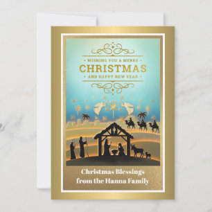 Cartão De Festividades Presépio "Feliz Natal e Ano Novo"