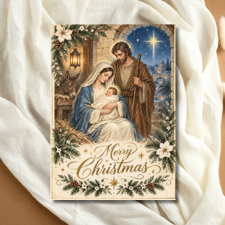 Cartão De Festividades Presépio Religioso Natalino Cristão