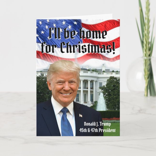 Cartão De Festividades Presidente Donald Trump Casa no Natal de 2024 (Frente)