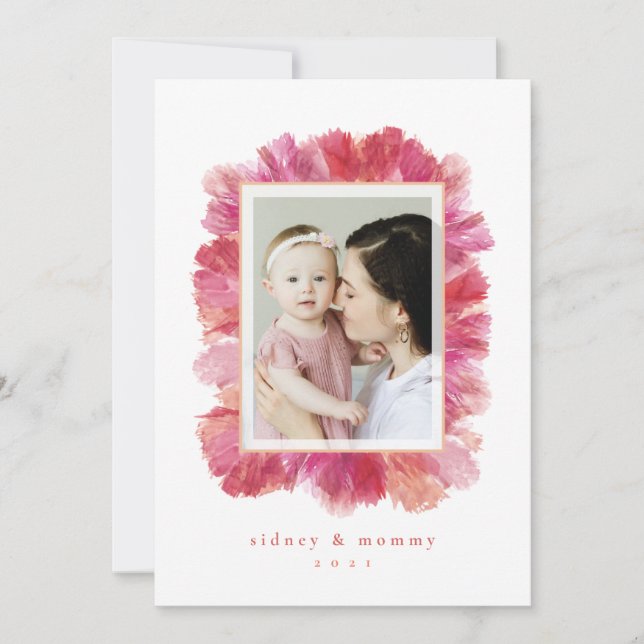 Cartão De Festividades Pressed Floral Frame Flat Mother's Day Card (Frente)