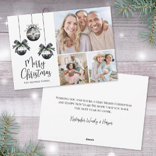 Cartão De Festividades Preto Branco Elegante Simples Foto de Natal