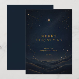 Cartão De Festividades Preto Moderno Celestial Natal Gold TMF26