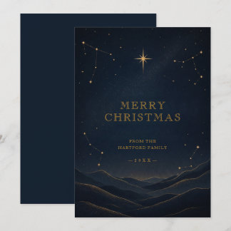 Cartão De Festividades Preto Moderno Celestial Natal Gold TMF26