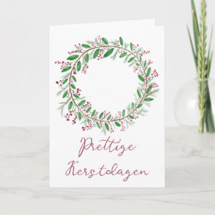 Cartão De Festividades Prettige Kerstdagen, Wreath de Natal Holandês