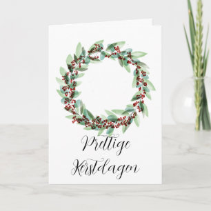 Cartão De Festividades Prettige Kerstdagen, Wreath de Natal Holandês