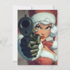 Cartão De Festividades Pretty Lady has a Gun Christmas Cards