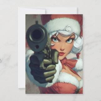 Cartão De Festividades Pretty Lady has a Gun Christmas Cards