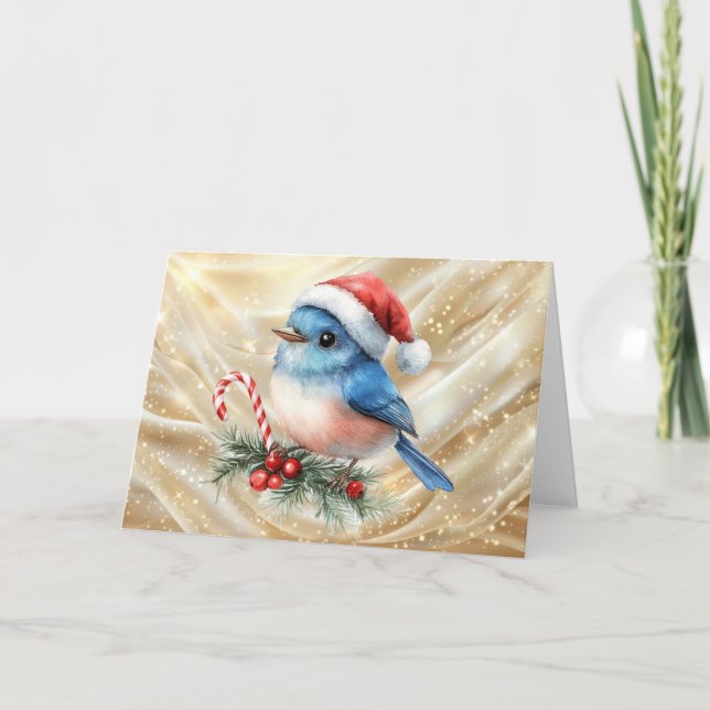 Cartão De Festividades Pretty Little Bluebird Christmas (Frente)