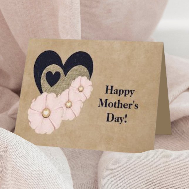 Cartão De Festividades Pretty Mother's Day Card w/Hearts & Flowers (Criador carregado)