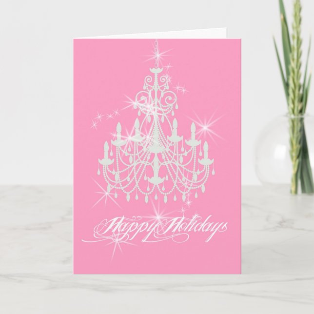 Cartão De Festividades Pretty Pink Holiday Card (Frente)