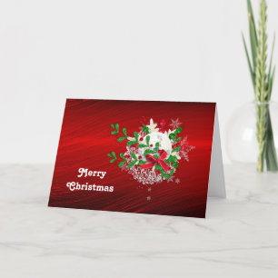Cartão De Festividades Pretty Red and Green Glitter Bouquet Christmas