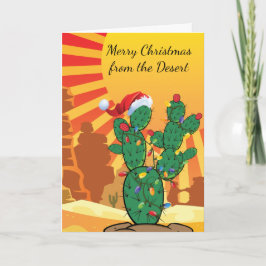 Cartão De Festividades Prickly Pear Cactus Natal