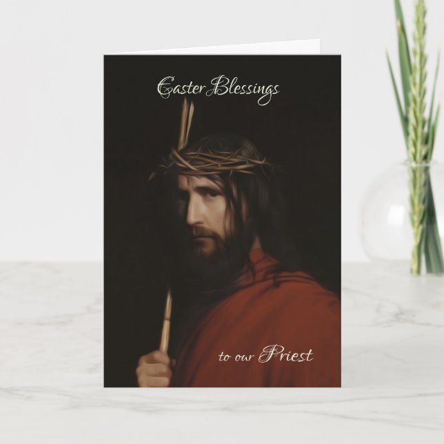 Cartão De Festividades Priest - Depiction In Oil Of Jesus, Easter Card (Frente)