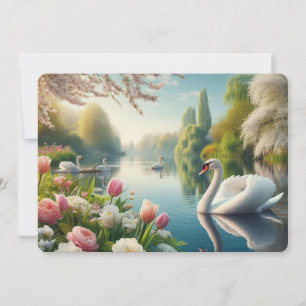 Cartão De Festividades Primavera do lago de swan floral