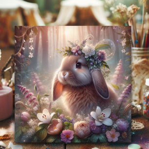 Cartão De Festividades Primavera Floral Fantasy Lop Eared Páscoa Bunny