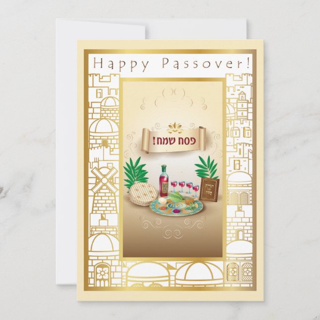 Cartão De Festividades Primavera Pesach Seder de Passagem Feliz (Frente)