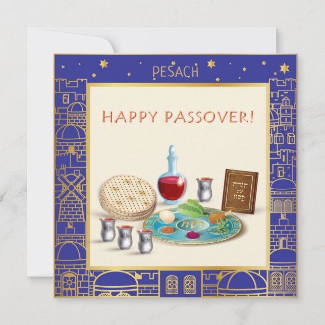 Cartão De Festividades Primavera Pesach Seder de Passagem Feliz (Frente)