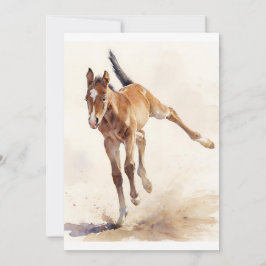 Cartão De Festividades Primeira Arte em Aquarela Gallop