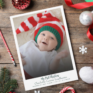 Cartão De Festividades Primeira Foto de Nascimento de Bebê de Natal Moder