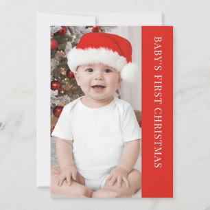Cartão De Festividades Primeira Foto de Natal Clássica do Bebê