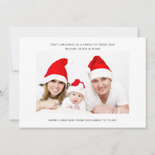 Cartão De Festividades Primeira foto de Natal como uma família de três