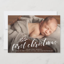 Primeira Foto de Natal da Bebê Escrita à Mão