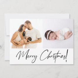 Cartão De Festividades Primeira Foto de Script Feliz de Natal da Baby Gir