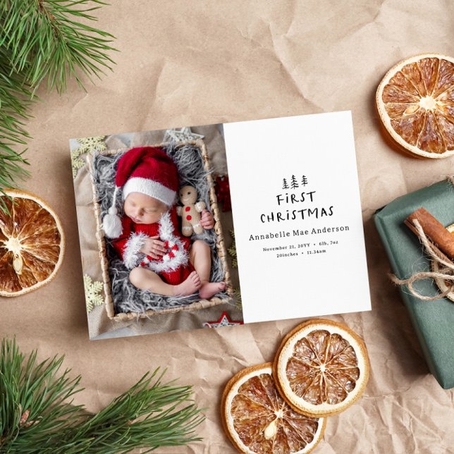 Cartão De Festividades primeira foto elegante desenhada de árvore de natr (Criador carregado)