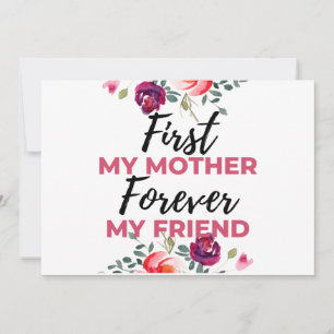 Cartão De Festividades Primeira Minha Mãe Para Sempre Minha Amiga preta