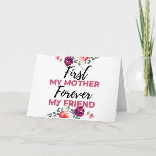 Cartão De Festividades Primeira Minha Mãe Para Sempre Minha Amiga preta
