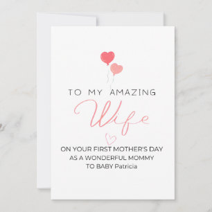 Cartão De Festividades Primeiro Dia das Mães Personalizado Para a Esposa,