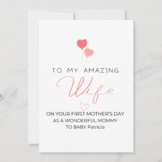 Cartão De Festividades Primeiro Dia das Mães Personalizado Para a Esposa,