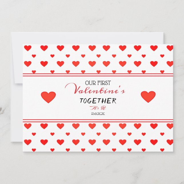 Cartão De Festividades Primeiro Dia dos Namorados Juntos Corações Vermelh (Frente)