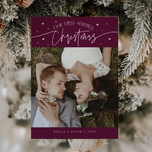 Cartão De Festividades Primeiro Natal Casado - Novo Cranberry Foto