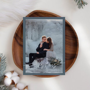 Cartão De Festividades Primeiro Natal Casado Novo Foto de Azul