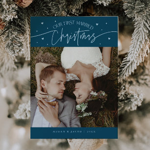 Cartão De Festividades Primeiro Natal Casado - Novo Teal Fotográfico