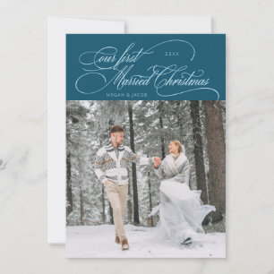 Cartão De Festividades Primeiro Natal Casado - Novo Teal Fotográfico