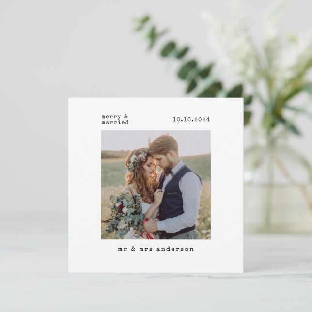 Cartão De Festividades Primeiro Natal Casados Foto de Casamento (Em pé/Frente)